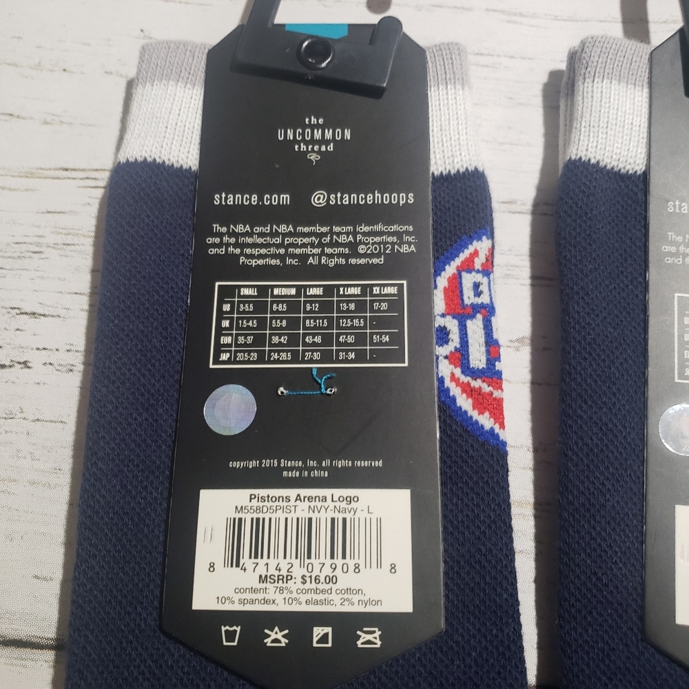 Stance Detroit Pistons Men's Socks New Large(9-12)